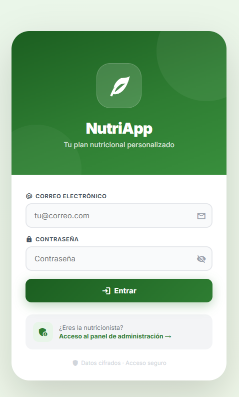 NutriApp login